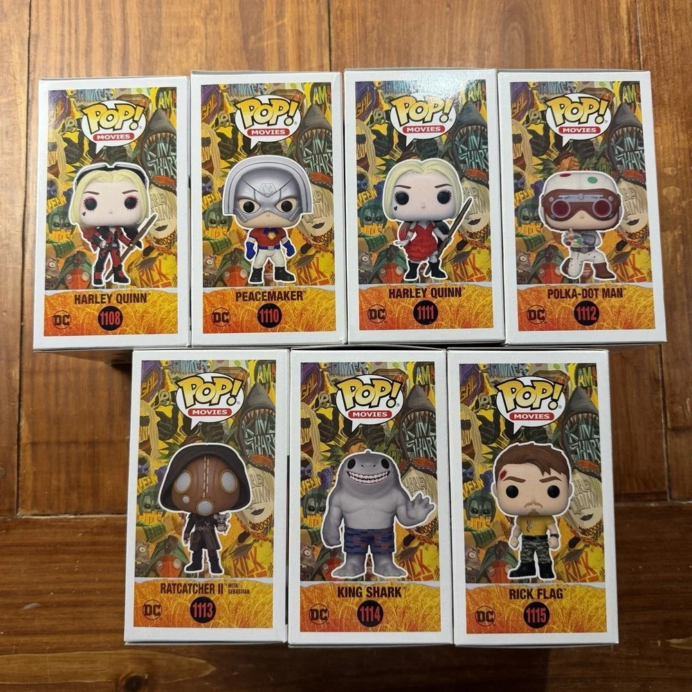 The Suicide Squad Funko Pop Lot of 7 Harley Quinn Peacemaker King Shark DC Set
